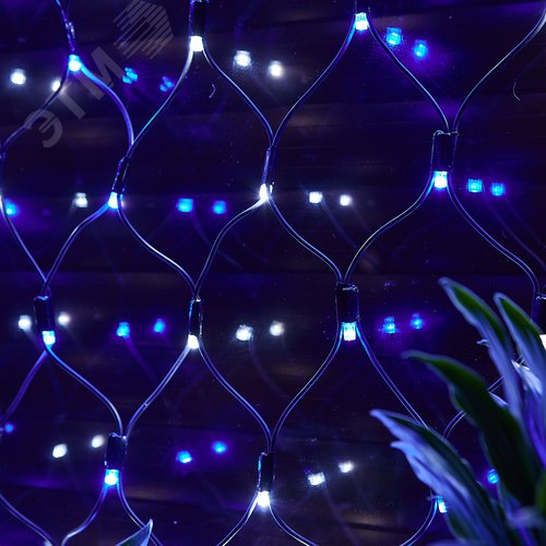 Сетка светодиодная статическое свечение 2*1,5м. Соединяемая 288 светодиодов Бело-синий свет Провод черный TM Uniel - фото 14
