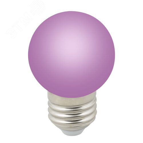 Лампа декоративная светодиодная LED-G45-1W/PURPLE/E27/FR/С Форма шар матовая Цвет фиолетовый Картон ТМ Volpe - фото 1