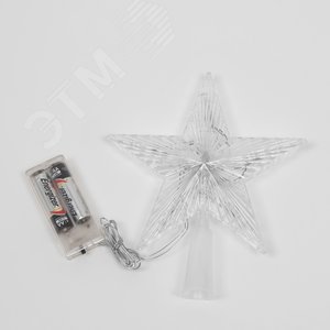 Украшение светодиодное для елки Звезда-2 15см на батарейках не в/к 10 светодиодов Теплый Прозрачный провод ULD-H1515-010/STB/2AA WARM WHITE STAR-2 - фото 1