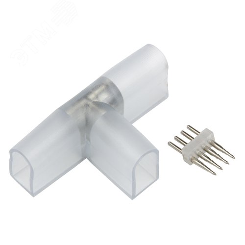 Соединитель контактный Т-образный для светодиодных лент ULS-N22 RGB NEON 220В, 10x18мм, 4 контакта, прозрачный, 10 штук в пакете - фото 1