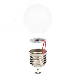 Лампа декоративная светодиодная LED-G45-1W/3000K/E27/CL/С. Форма шар, прозрачная, Теплый белый свет (3000K). Картон, ТМ Volpe - фото 2