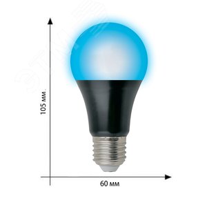 Лампа светодиодная ультрафиолетовая для дискотек LED-A60-9W/UVAD/E27/FR PLZ07BK Спектр UVA 410нм Картон UL-00005855 Uniel - 4