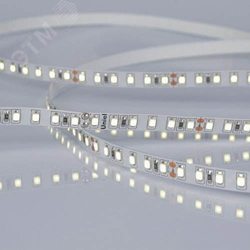 Лента светодиодная гибкая на самоклеящейся основе. ULS-2835-120LED/m-8mm-IP20-DC24V-9,6W/m-5M-6500K Катушка 5 м. в герметичной упаковке. Дневной белый свет (6500K) - фото 1
