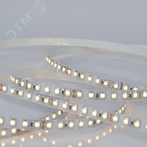 Изображение товара Лента гибкая светодиодная на самоклеящейся основе. ULS-2835-120LED/m-8мм-IP20-DC24V-9,6W/m-5м-3000K Катушка 5 м. в герметичной упаковке. (3000K) (шт)