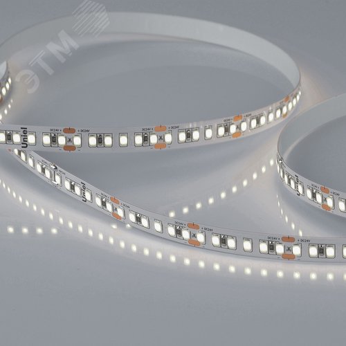 Лента гибкая светодиодная на самоклеящейся основе. ULS-2835-168LED/m-10мм-IP20-DC24V-14W/m-5м-4000K, катушка 5 м. в герметичной упаковке. (4000K) - фото 2