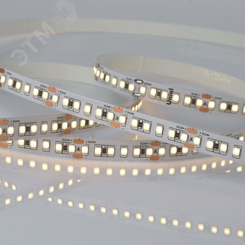 Лента гибкая светодиодная на самоклеящейся основе. ULS-2835-168LED/m-10мм-IP20-DC24V-14W/m-5м-3000K Катушка 5 м. в герметичной упаковке. (3000K) - фото 2