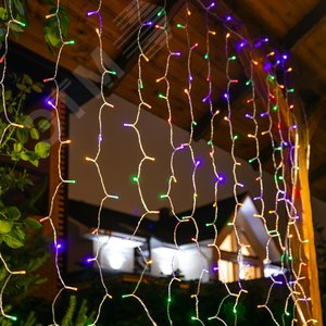Занавес садовый на солнечной батарее USL-S-132/PT1515 MULTICOLOR CURTAIN 192 светодиода Разноцветный свет 1хАА Ni-Mh аккумулятор в/к IP44 - фото 4