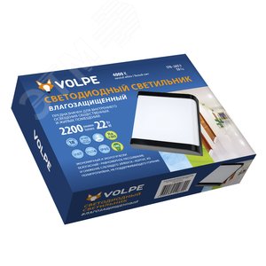 Изображение товара Светильник светодиодный влагозащищенный прямоугольник белый свет 4000K 200x160x58 мм корпус белый ULW-Q280 22W/4000K/S02 IP65 BLACK (шт)