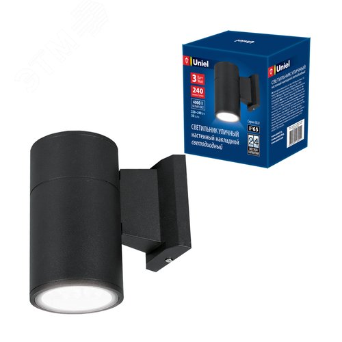 Светильник светодиодный уличный. Архитектурный накладной. ULU-S21A-3W/4000K IP65 BLACK (4000K). Корпус черный - фото 2