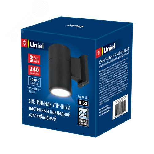 Светильник светодиодный уличный. Архитектурный накладной. ULU-S21A-3W/4000K IP65 BLACK (4000K). Корпус черный - фото 3