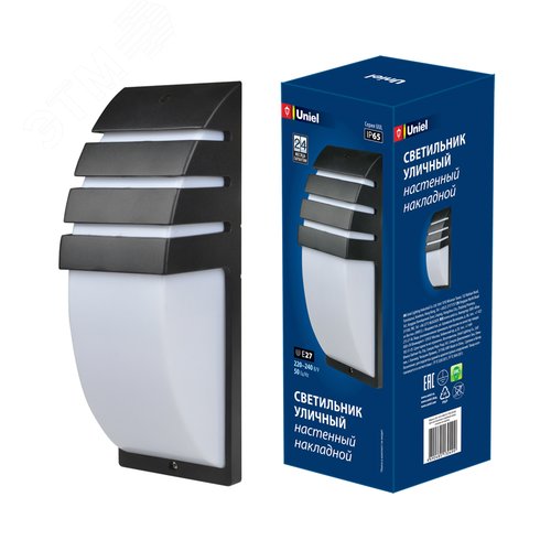 Светильник уличный, под лампу Е27. Архитектурный накладной. Корпус черный. TM . UUL-S41A 40W/E27 IP65 BLACK - фото 2