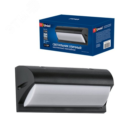 Светильник уличный, под лампу Е27. Архитектурный накладной. UUL-S07A 60W/E27 IP54 BLACK Корпус черный - фото 2