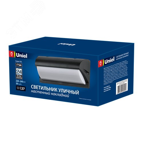 Светильник уличный, под лампу Е27. Архитектурный накладной. UUL-S07A 60W/E27 IP54 BLACK Корпус черный - фото 3