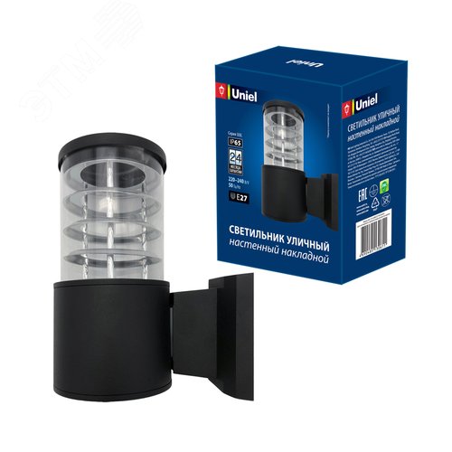 Светильник уличный, под лампу Е27. Архитектурный накладной. UUL-S11A 60W/E27 IP65 BLACK Корпус черный. - фото 2