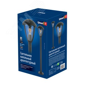 Светильник уличный, под лампу Е27. Архитектурный напольный. UUL-T80A 60W/E27 IP54 BLACK Корпус серый - фото 1
