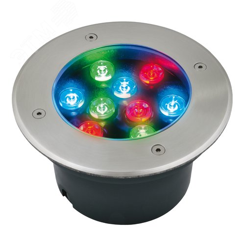 ULU-B12A-9W/RGB IP67 GREY Светильник светодиодный уличный. Архитектурный встраиваемый. RGB свет. Корпус серый. TM .