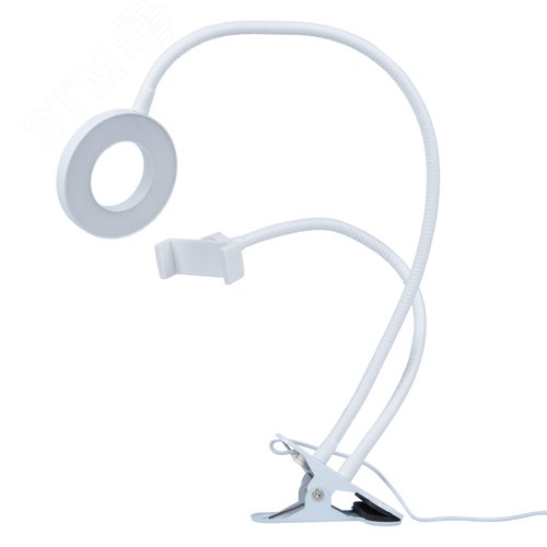 Светильник светодиодный, с диммером и штативом для телефона. ULK-F51-8W/SW/DIM IP20 WHITE Серия Backstage. Теплый свет(3000К)/Белый свет(4000К)/Дневной свет(6500К). Белый. - фото 3