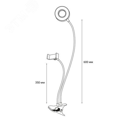 Светильник светодиодный, с диммером и штативом для телефона. ULK-F51-8W/SW/DIM IP20 WHITE Серия Backstage. Теплый свет(3000К)/Белый свет(4000К)/Дневной свет(6500К). Белый. - фото 5