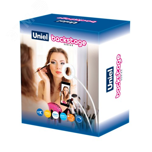 Светильник светодиодный, с диммером и штативом для телефона. ULK-F51-8W/SW/DIM IP20 WHITE Серия Backstage. Теплый свет(3000К)/Белый свет(4000К)/Дневной свет(6500К). Белый. - фото 7