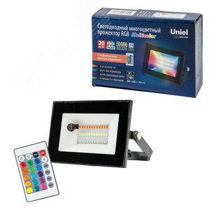 Прожектор светодиодный IP65 200-240 В мультиколор пульт ДУ в/к черный корпус ULF-F60-20W/RGB - фото 6