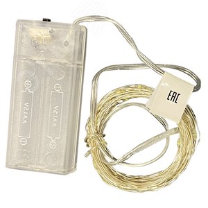 Гирлянда светодиодная на батарейках 2AA не в/к Роса 5 м 50 светодиодов Фиолетовый свет Провод медный ULD-S0500-050/SCB/2AA PURPLE IP20 DEW - фото 4