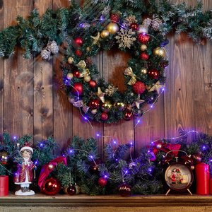 Гирлянда светодиодная на батарейках 2AA не в/к Роса 5 м 50 светодиодов Фиолетовый свет Провод медный ULD-S0500-050/SCB/2AA PURPLE IP20 DEW - фото 3