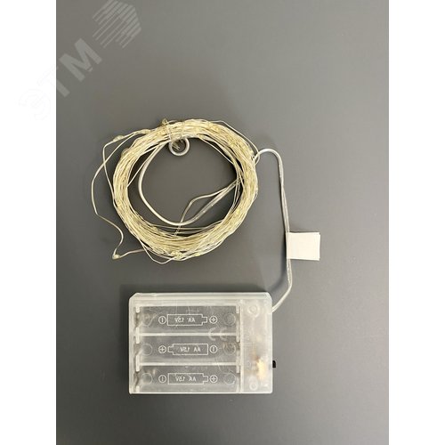 Гирлянда светодиодная на батарейках 3AA не в/к Роса 10 м 100 светодиодов Белый свет Провод медный ULD-S1000-100/SCB/3AA WHITE IP20 DEW - фото 2