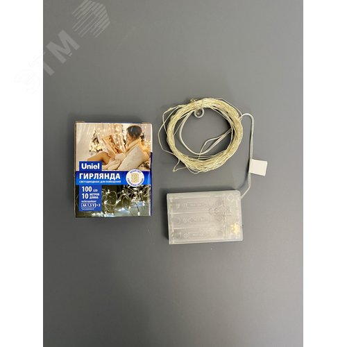 Гирлянда светодиодная на батарейках 3AA не в/к Роса 10 м 100 светодиодов Белый свет Провод медный ULD-S1000-100/SCB/3AA WHITE IP20 DEW - фото 3
