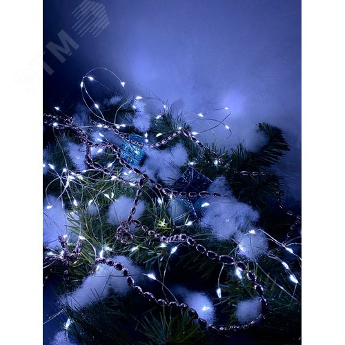 Гирлянда светодиодная на батарейках 3AA не в/к Роса 10 м 100 светодиодов Белый свет Провод медный ULD-S1000-100/SCB/3AA WHITE IP20 DEW - фото 7