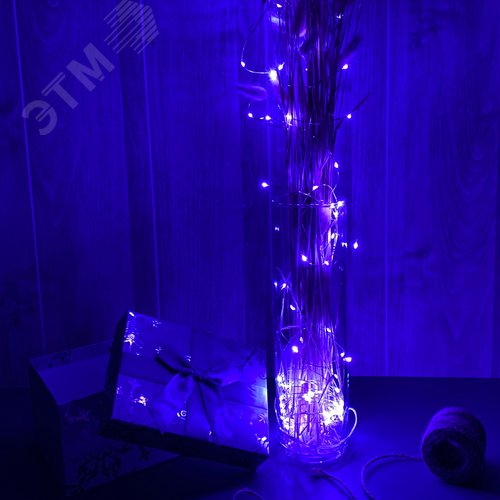 Гирлянда светодиодная на батарейках 3AA не в/к Роса 10 м 100 светодиодов Фиолетовый свет ULD-S1000-100/SCB/3AA PURPLE IP20 DEW Провод медный - фото 7