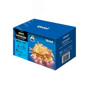 Гирлянда светодиодная со статическим свечением 10м Соединяемая 120 светодиодов Теплый Провод белый ULD-S1000-120/SWK WARM WHITE IP67 - фото 1