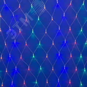 Сетка светодиодная с эффектом мерцания 1.5х1.5м соединямая 96 светодиодов разноцветный свет прозрачный провод ULD-N1515-96/TTK MULTI IP44 - фото 2