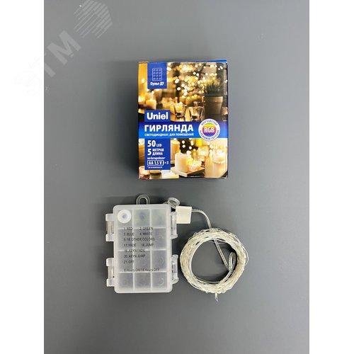 Гирлянда светодиодная Роса на батарейках 3AA не в/к 5 м 50 светодиодов RGB свет Пульт ДУ в/к прозрачный провод ULD-S0500-050/DTB/3AA/RC RGB IP20 DEW - фото 3