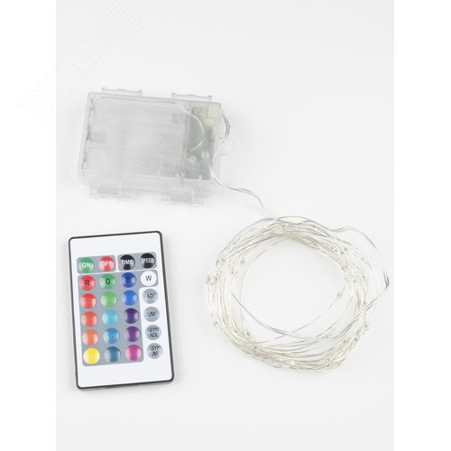 Гирлянда светодиодная Роса на батарейках 3AA не в/к 5 м 50 светодиодов RGB свет Пульт ДУ в/к прозрачный провод ULD-S0500-050/DTB/3AA/RC RGB IP20 DEW - фото 5
