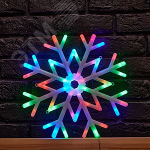 Фигура светодиодная Снежинка 40х40см Подвесная 48 светодиодов RGB свет прозрачный провод ULD-H4040-048/DTA RGB IP20 SNOWFLAKE TM - фото 5