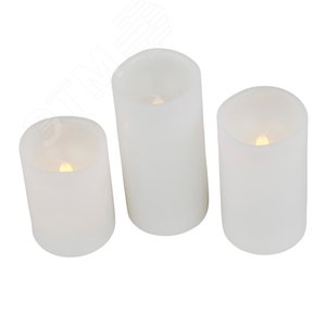 Изображение товара Фигура светодиодная Свеча на батарейках 2АА (не в/к) в составе набора из 3 штук 1 светодиод Теплый ULD-F050 WARM WHITE CANDLE SET3 (шт)