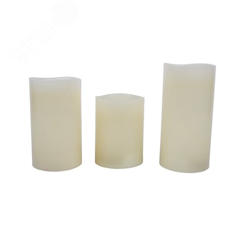 Фигура светодиодная Свеча на батарейках 2АА (не в/к) в составе набора из 3 штук 1 светодиод RGB свет Пульт ДУ (в/к) ULD-F052 RGB RC CANDLE SET3 - фото 2