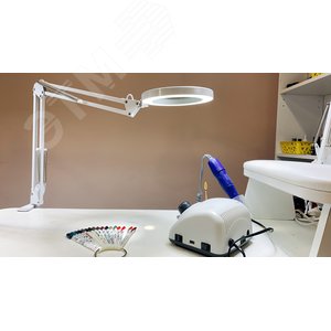 Светильник настольный c увеличительным стеклом 5-ти кратное увеличение 8W Механический выключатель на шнуре TLD-568 White/LED/300Lm/2700-5500K/Dimmer/X5 Белый - фото 4