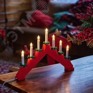 Фигура Новогодняя горка 39,5х30,5 см 7 миниламп накаливания теплый белый свет красный корпус пластик материал RED BRIDGE - фото 5