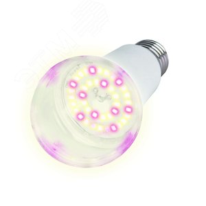 Лампа светодиодная для растений. Форма A, прозрачная. Спектр для фотосинтеза. LED-A60-15W/SPFB/E27/CL PLP30WH UL-00007405 Uniel - 2