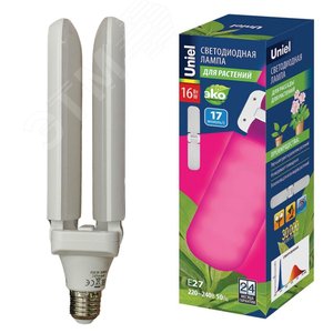 Лампа светодиодная для растений. Форма P лепестковая, матовая. Спектр для рассады и цветения. LED-P65-16W/SPSB/E27/FR/P2 PLP32WH UL-00007406 Uniel - 5