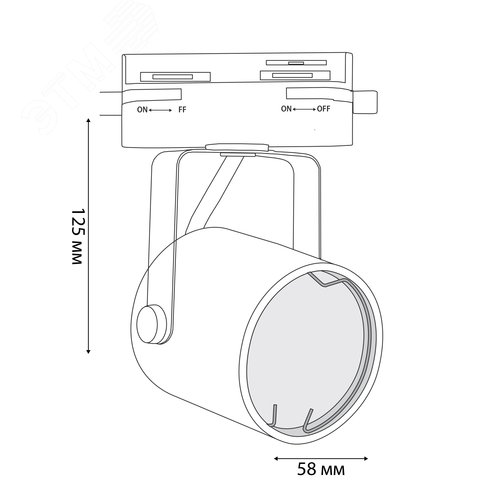 Светильник-прожектор UBL-Q321 GU10 BLACK трековый. Под лампу GU10. Корпус черный - фото 2