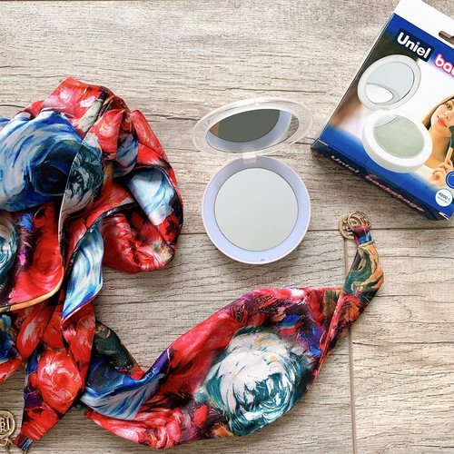 Зеркало карманное с подсветкой (1Х+2Х) ULK-F70 2AAA WHITE На батарейках 2AАА (не в/к). Белый. - фото 7