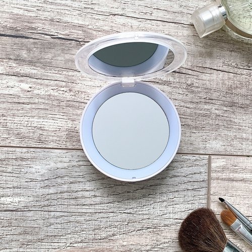 Зеркало карманное с подсветкой (1Х+2Х) ULK-F70 2AAA WHITE На батарейках 2AАА (не в/к). Белый. - фото 8