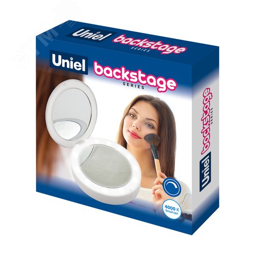 Зеркало карманное с подсветкой (1Х+2Х) ULK-F70 2AAA WHITE На батарейках 2AАА (не в/к). Белый. - фото 3