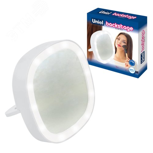 Зеркало карманное с подсветкой ULK-F71 3AAA WHITE На батарейках 3AАА (не в/к). белый - фото 2