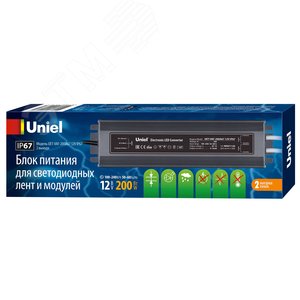 Блок питания UET-VAF-200A67 12V IP67 2 выхода ультратонкий 200Вт Металлический корпус - фото 3