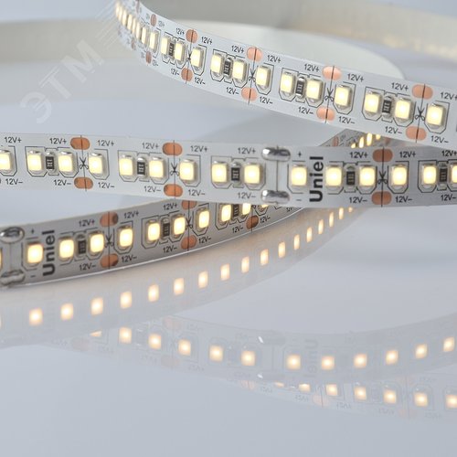 Лента светодиодная гибкая на самоклеящейся основе 17Вт/м 12В 3000K IP20 180LED/м катушка 5м. в герметичной упаковке - фото 1