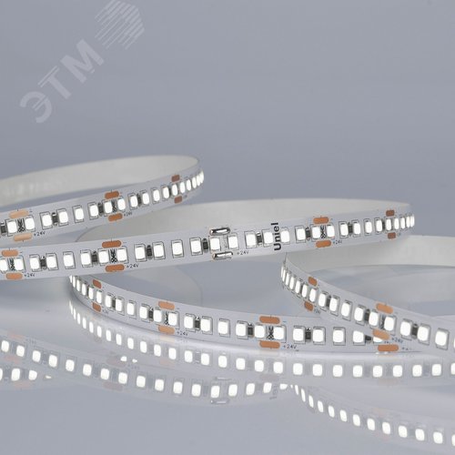 Лента светодиодная гибкая на самоклеящейся основе. ULS-2835-180LED/m-10mm-IP20-DC24V-17W/m-5M-6500K Катушка 5м. в герметичной упаковке. Дневной свет (6500K) - фото 1