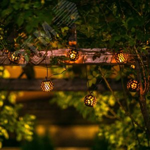 Гирлянда садовая на солнечной батарее USL-S-120/PM2000 FIRE BALLS Огненные шары 80 светодиодов Эффект пламени 1хАА Ni-Mh аккумулятор в/к IP44 - фото 6